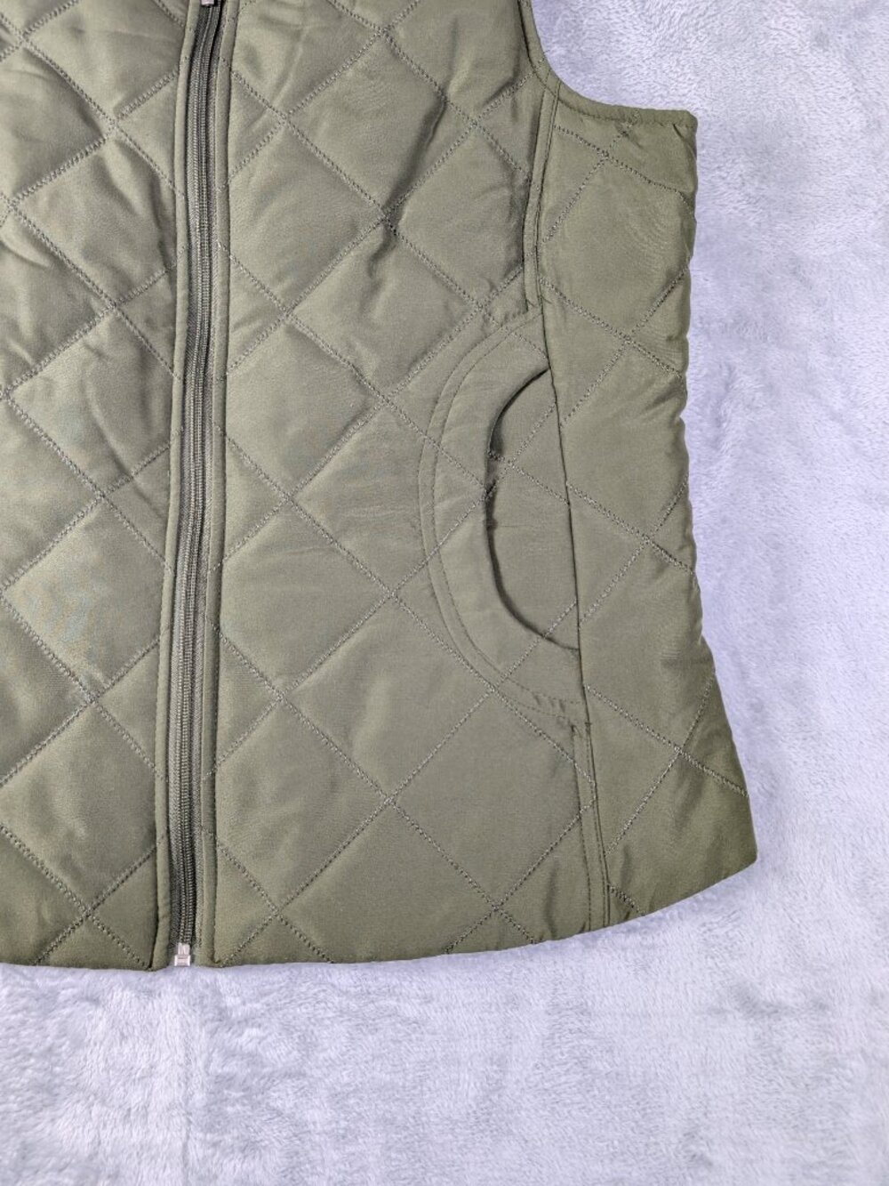 Jane Ashley Olive Quilted Vest Women M Equestrian Preppy Lightweight Gorpcore - Picture 4 of 9